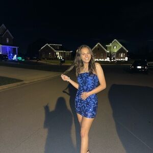 Blue Sequin Mini Dress